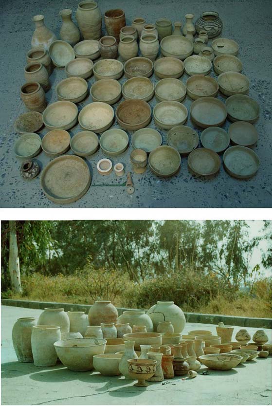 Catacomb grave goods. Upper: grave no.5005 and lower: grave no. 1615